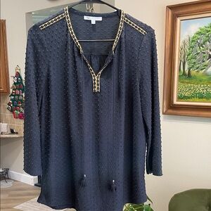 DR2 Blackish-Gray Textured Blouse